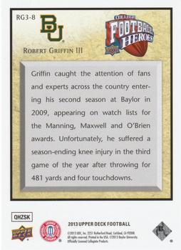 2013 Upper Deck - College Football Heroes: Robert Griffin III (Hobby) #RG3-8 Robert Griffin, III Back