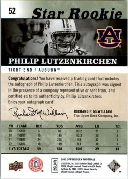 2013 Upper Deck - Star Rookie Autographs #52 Philip Lutzenkirchen Back