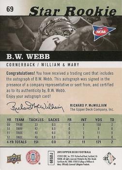 2013 Upper Deck - Star Rookie Autographs #69 B.W. Webb Back