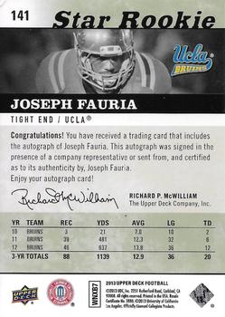 2013 Upper Deck - Star Rookie Autographs #141 Joseph Fauria Back