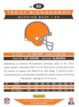2013 Score - Scorecard #50 Trent Richardson Back