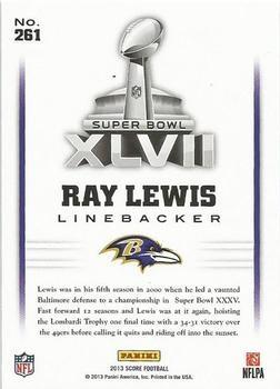 2013 Score - Scorecard #261 Ray Lewis Back