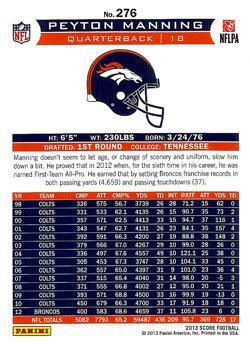 2013 Score - Scorecard #276 Peyton Manning Back