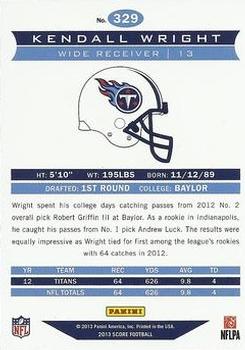 2013 Score - Scorecard #329 Kendall Wright Back