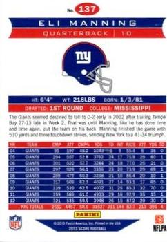 2013 Score - Showcase #137 Eli Manning Back