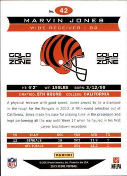 2013 Score - Gold Zone #42 Marvin Jones Back