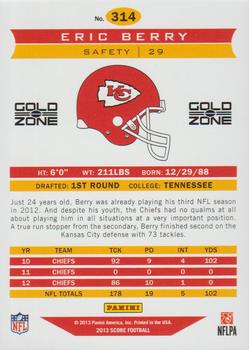 2013 Score - Gold Zone #314 Eric Berry Back
