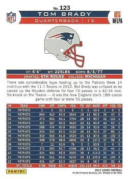 2013 Score - Showcase Artist Proof #123 Tom Brady Back