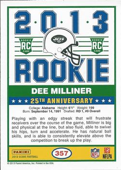 2013 Score - Blue #357 Dee Milliner Back