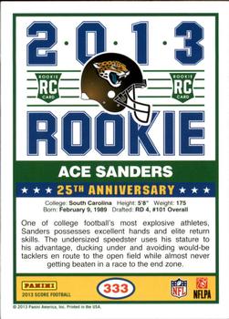 2013 Score - Blue #333 Ace Sanders Back