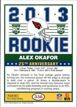 2013 Score - Blue #336 Alex Okafor Back