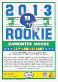 2013 Score - Blue #353 Damontre Moore Back