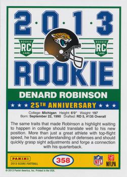 2013 Score - Blue #358 Denard Robinson Back