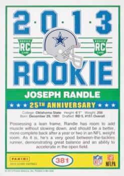 2013 Score - Blue #381 Joseph Randle Back