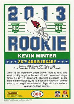2013 Score - Blue #389 Kevin Minter Back