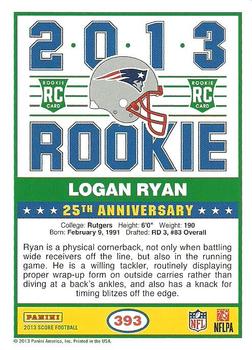 2013 Score - Blue #393 Logan Ryan Back