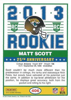 2013 Score - Blue #406 Matt Scott Back
