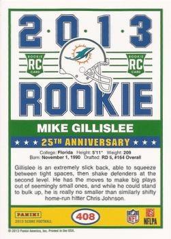 2013 Score - Blue #408 Mike Gillislee Back
