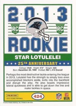 2013 Score - Blue #424 Star Lotulelei Back