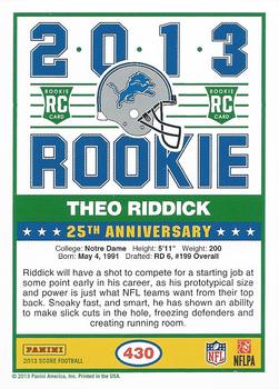 2013 Score - Blue #430 Theo Riddick Back