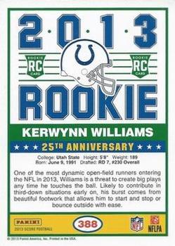 2013 Score - Red #388 Kerwynn Williams Back