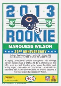 2013 Score - Red #402 Marquess Wilson Back