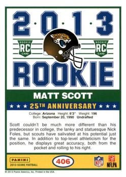 2013 Score - Red #406 Matt Scott Back