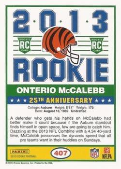 2013 Score - Red #407 Onterio McCalebb Back