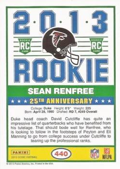 2013 Score - Red #440 Sean Renfree Back
