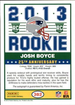 2013 Score - Rookie Signatures #382 Josh Boyce Back