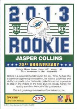 2013 Score - Rookie Signatures Purple #372 Jasper Collins Back