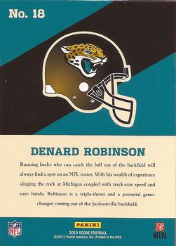 2013 Score - Hot Rookies Retail #18 Denard Robinson Back