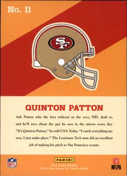 2013 Score - Hot Rookies Showcase #11 Quinton Patton Back