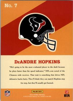 2013 Score - Hot Rookies Artist Proof #7 DeAndre Hopkins Back