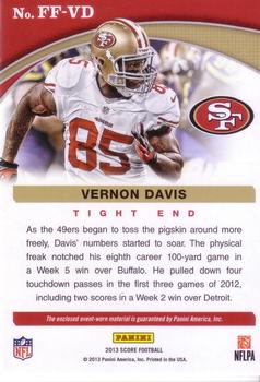 2013 Score - Franchise Fabrics #FF-VD Vernon Davis Back