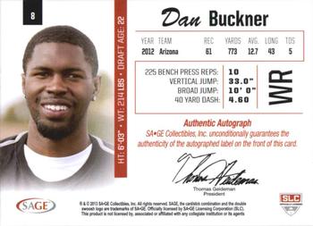 2013 SAGE - Autographs Master Edition #8 Dan Buckner Back