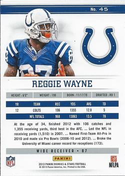 2013 Panini Rookies & Stars #45 Reggie Wayne Back