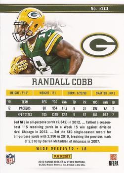 2013 Panini Rookies & Stars #40 Randall Cobb Back
