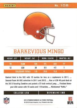 2013 Panini Rookies & Stars #108 Barkevious Mingo Back