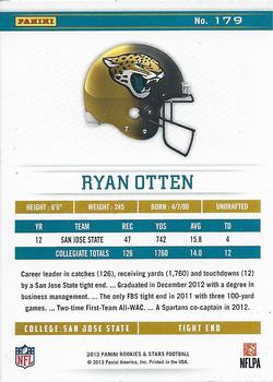 2013 Panini Rookies & Stars #179 Ryan Otten Back