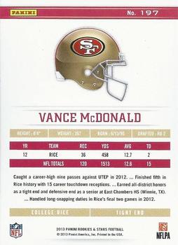 2013 Panini Rookies & Stars #197 Vance McDonald Back