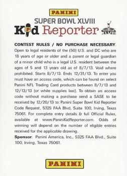 2013 Panini Rookies & Stars #NNO Super Bowl XLVIII Kid Reporter Back