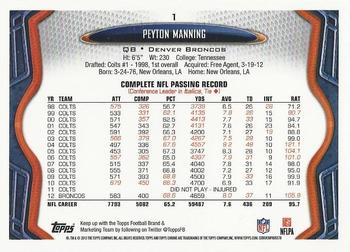 2013 Topps Chrome #1 Peyton Manning Back