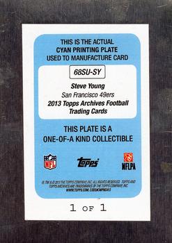 2013 Topps Archives - 1968 Stand-Ups Printing Plates Cyan #68SU-SY Steve Young Back