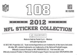 2012 Panini Stickers #108 Troy Polamalu Back