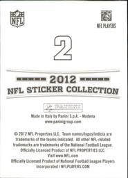 2012 Panini Stickers #2 NFLPA Logo Back