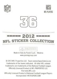 2012 Panini Stickers #36 Rob Gronkowski Back