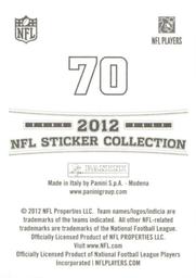 2012 Panini Stickers #70 Michael Oher Back
