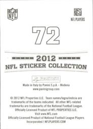 2012 Panini Stickers #72 Torrey Smith Back