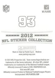 2012 Panini Stickers #93 Colt McCoy Back
